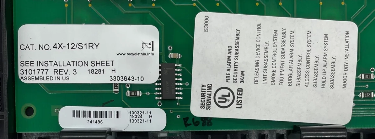 Edwards 4X-12/S1RY LED Display Control Module
