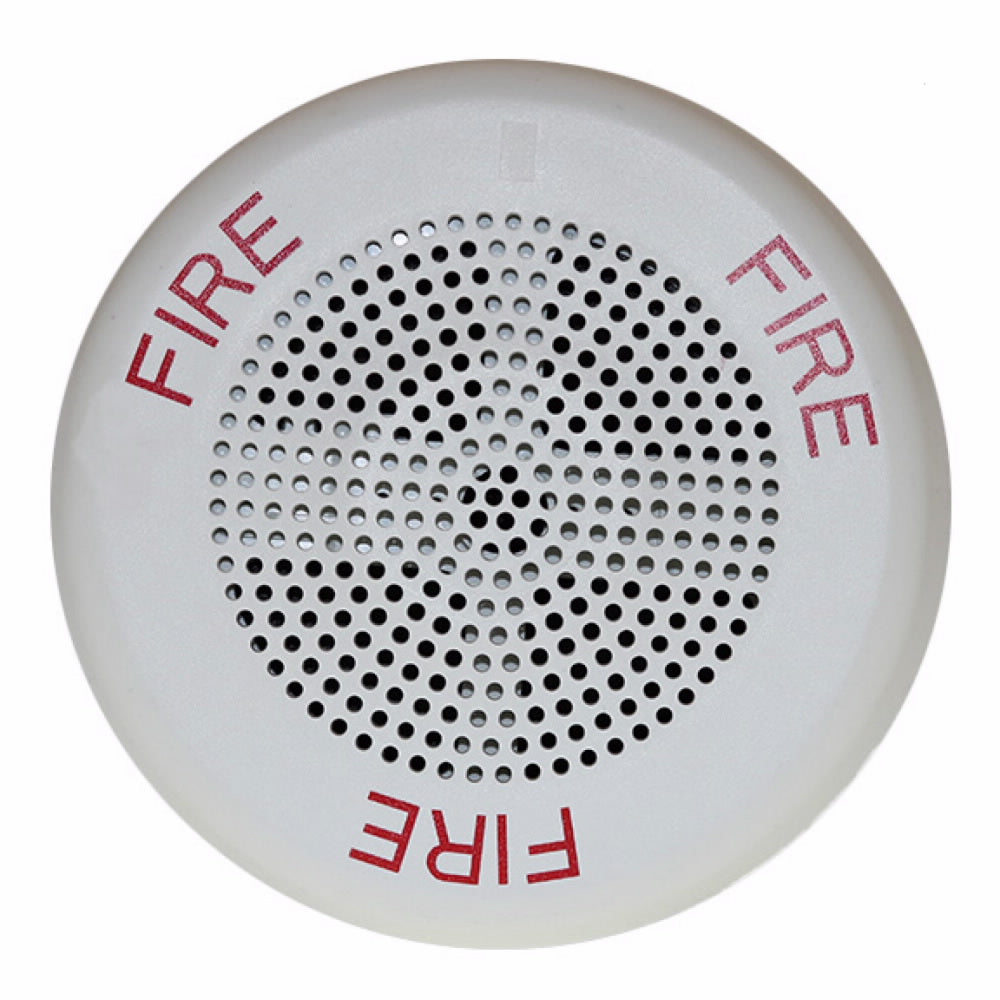 Wheelock LSPKWC LED High Fidelity Speaker, Round, Semi Flush, Ceiling, 24VDC, White, Fire