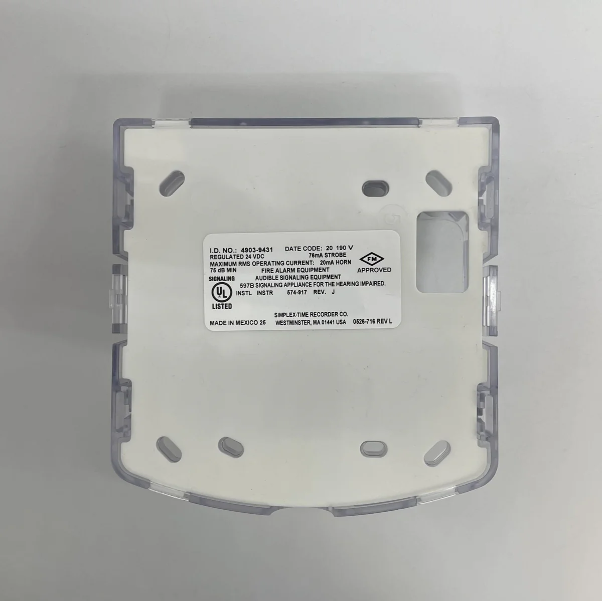 SIMPLEX 4903-9431 TrueAlert Non-Addressable Horn Strobe