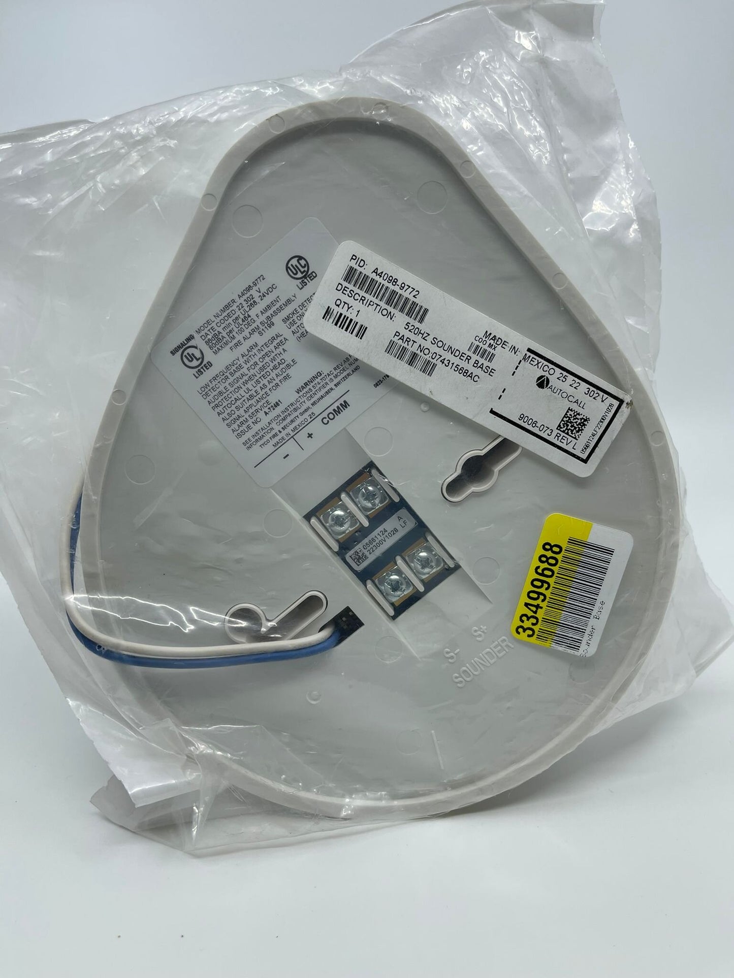 Simplex A4098-9772 520 Hz Sounder Base