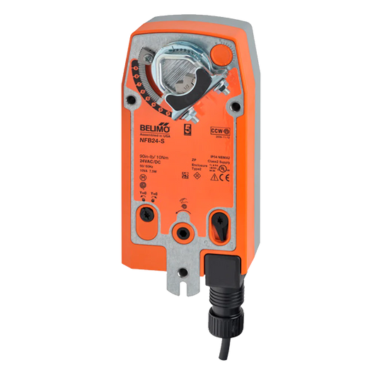 Belimo NFB24-S Damper Actuator, 90 in-lb [10 Nm], Spring return, AC/DC 24 V, On/Off, 2x SPDT