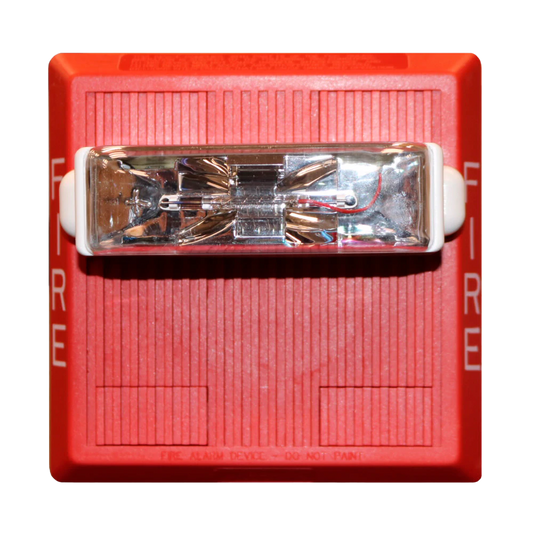 Wheelock MT-24MCW-FR Horn Strobe, Xenon, Wall, Red, Clear Lens