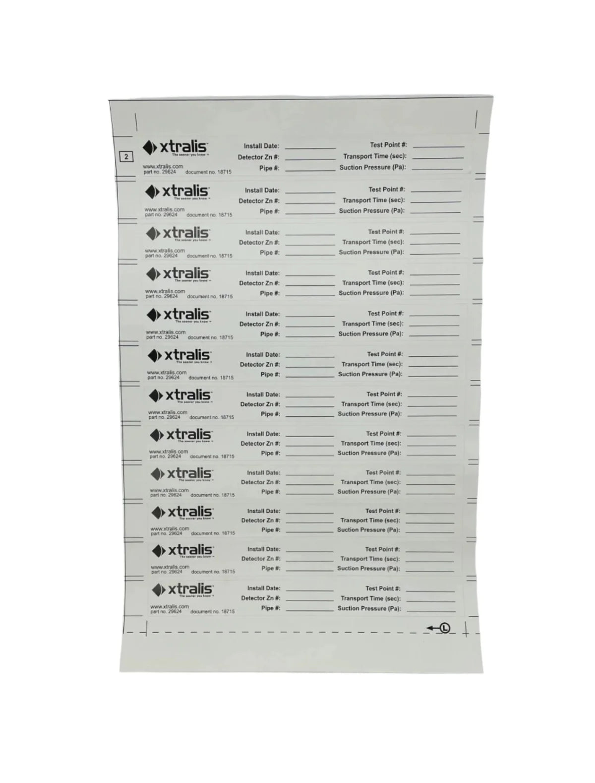 Vesda VSP-950 Test Point Pipe Labels