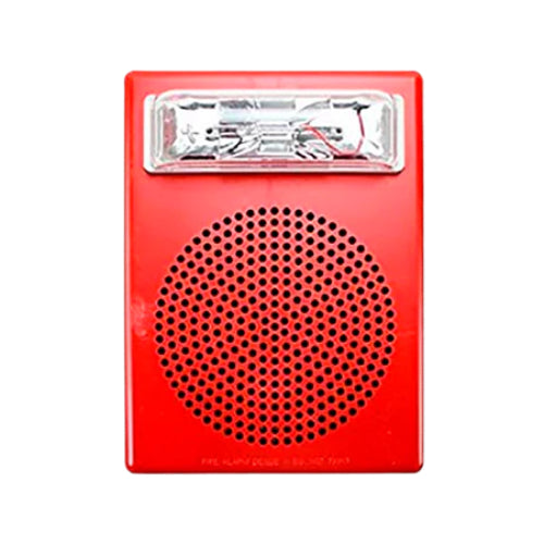 Wheelock E50-24MCW-FR Speaker Strobe, Square, Wall, 24VDC, 15/30/75/110CD, Red