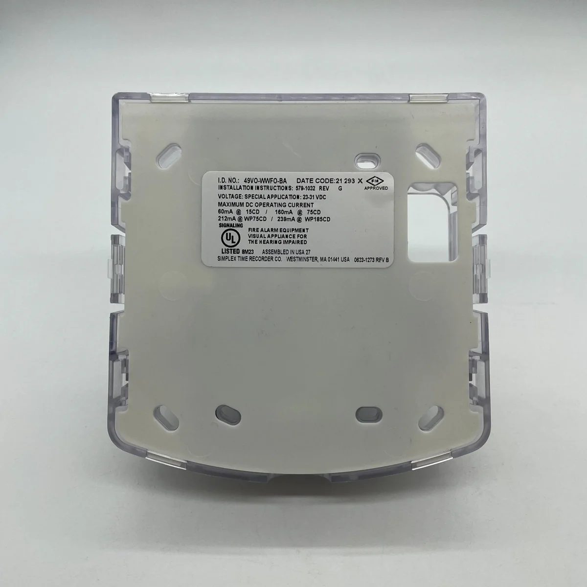 SIMPLEX 49VO-WWFO-BA TrueAlert ES Addressable Strobe Appliance