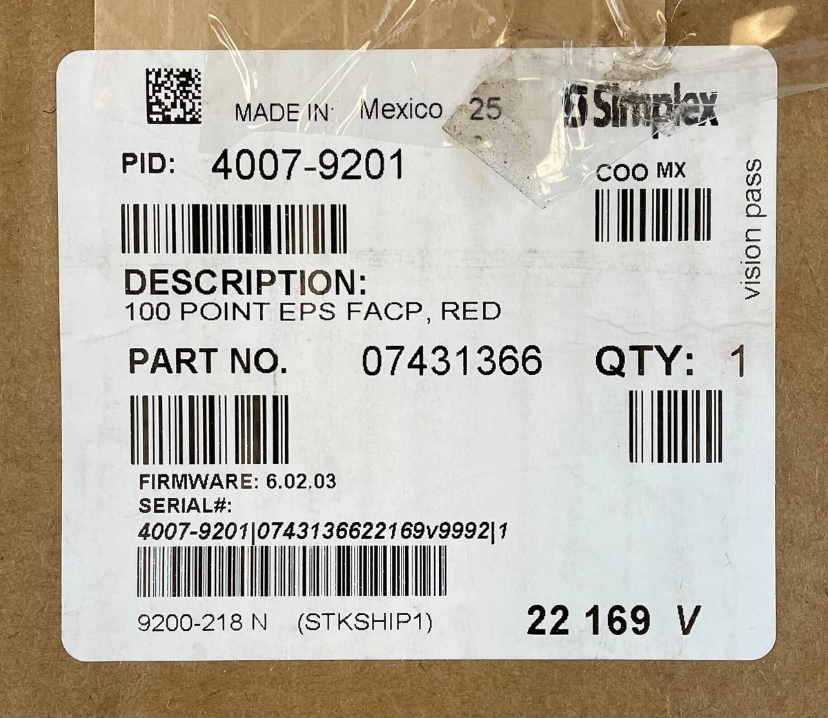 Simplex 4007-9201 (07431366) Fire Alarm Control Panel