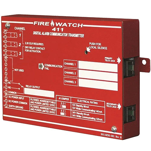 Fire-Lite 411UD Four-channel, dual-line, slave Digital Alarm Communicator Transmitter with Form-C programmable relay