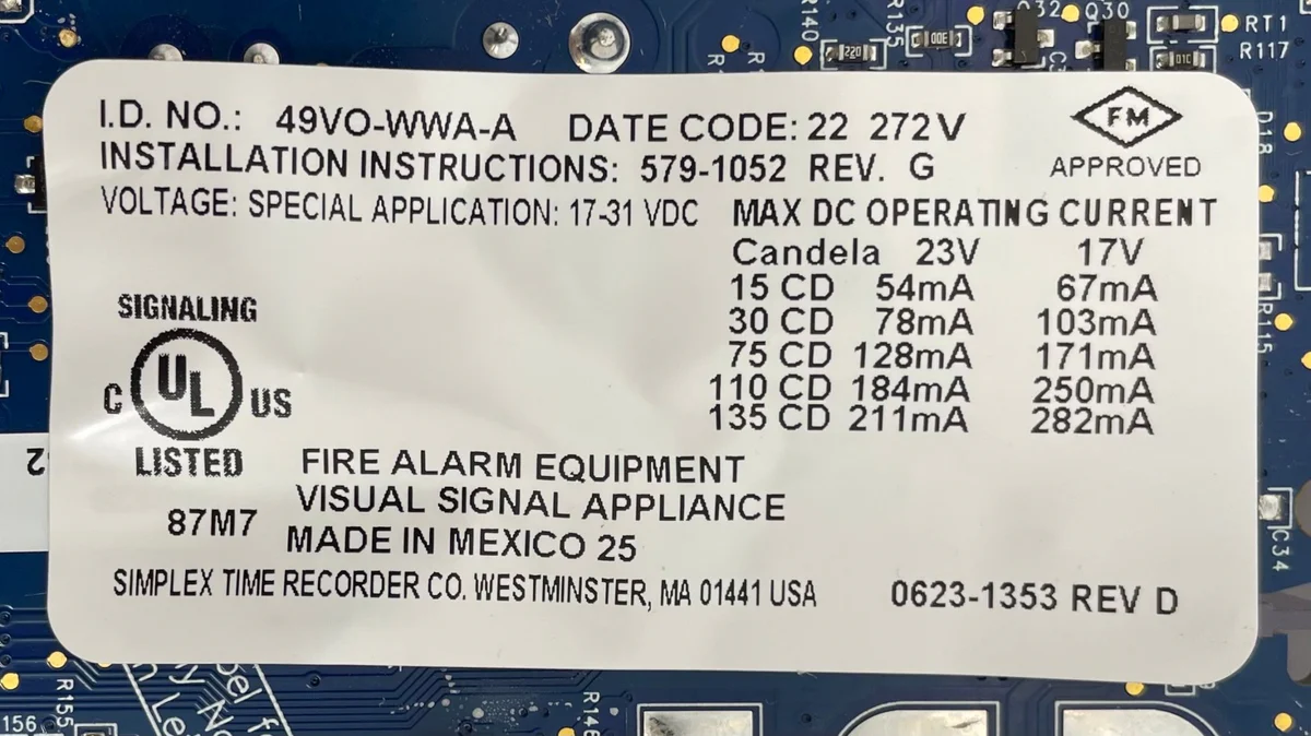 SIMPLEX 49VO-WWA-A TrueAlert ES Addressable Horn Strobe