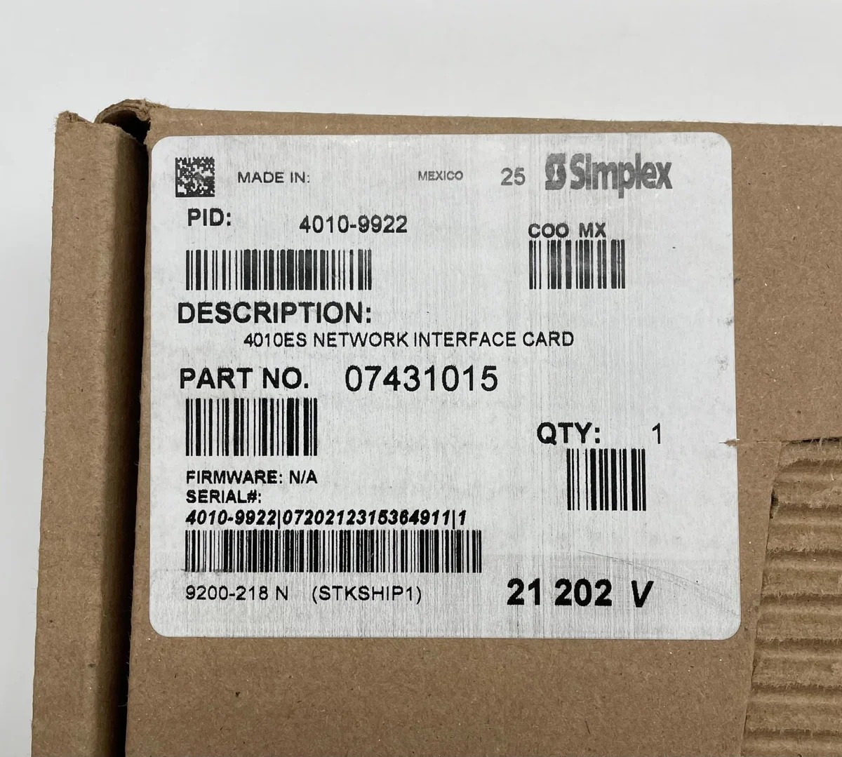 SIMPLEX 4010-9922 4010ES Interface Card